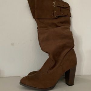 Suede Brown Knee-high Boots